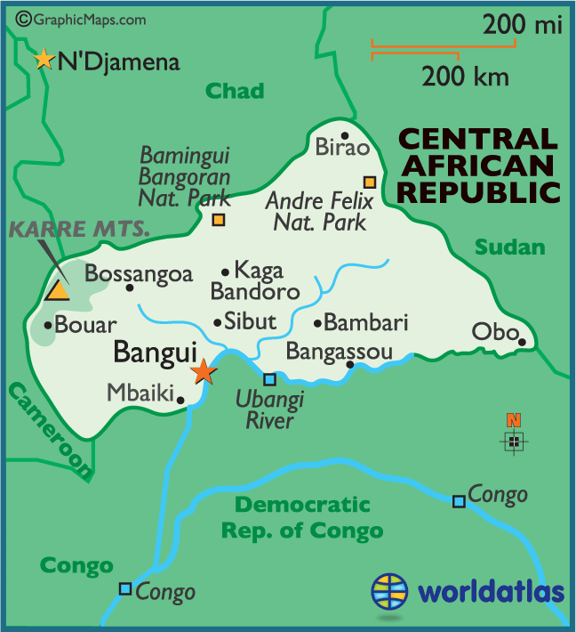 zentral afrikan republik karte